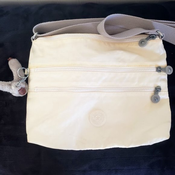 Kipling Womens Bag Davina White Gray Wide Strap Adjustable Nylon 12.5 x 10 - Picture 1 of 13